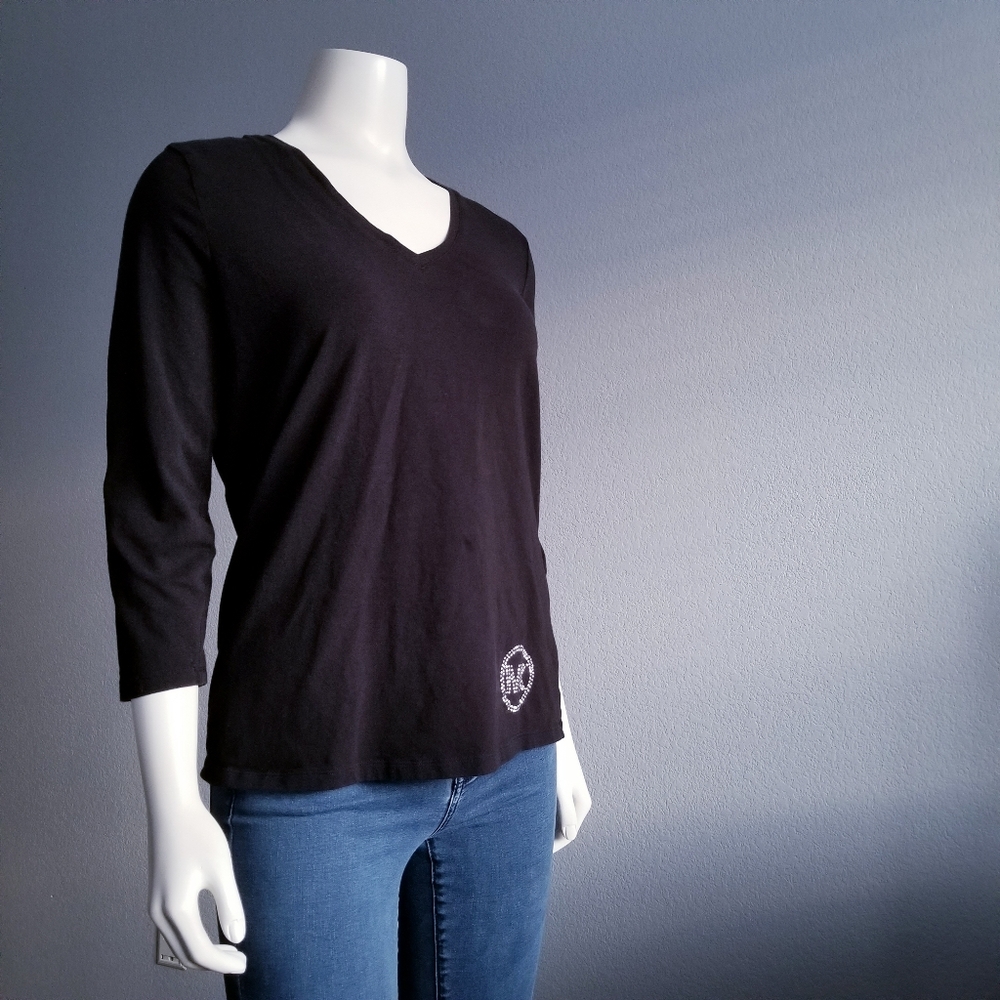 LIKE NEW Black 3/4 sleeve V-neck